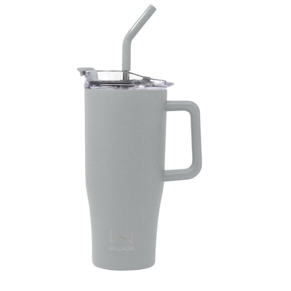 Wellness 30 oz. Double Wall Tumbler with Carrying Handle Gray NWOT $25 MSRP - Picture 1 of 9
